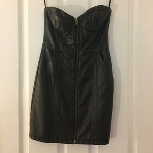 Black Strapless Divided Faux Leather Dress (LBD)🖤